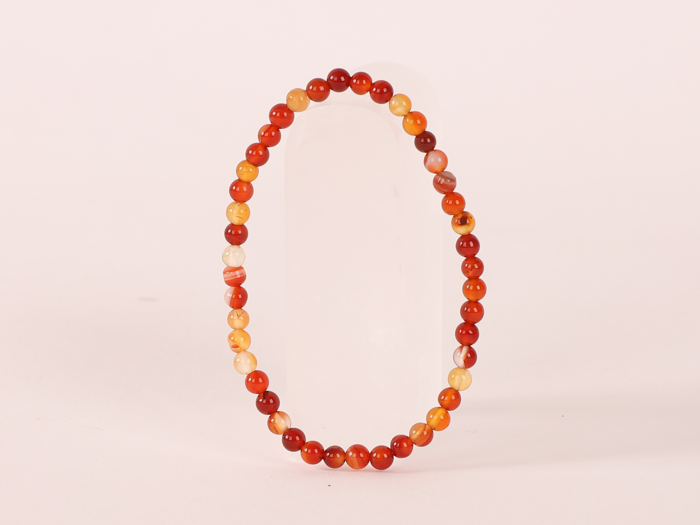 Bracelet Cornaline Rubanée 'A' perles 4mm