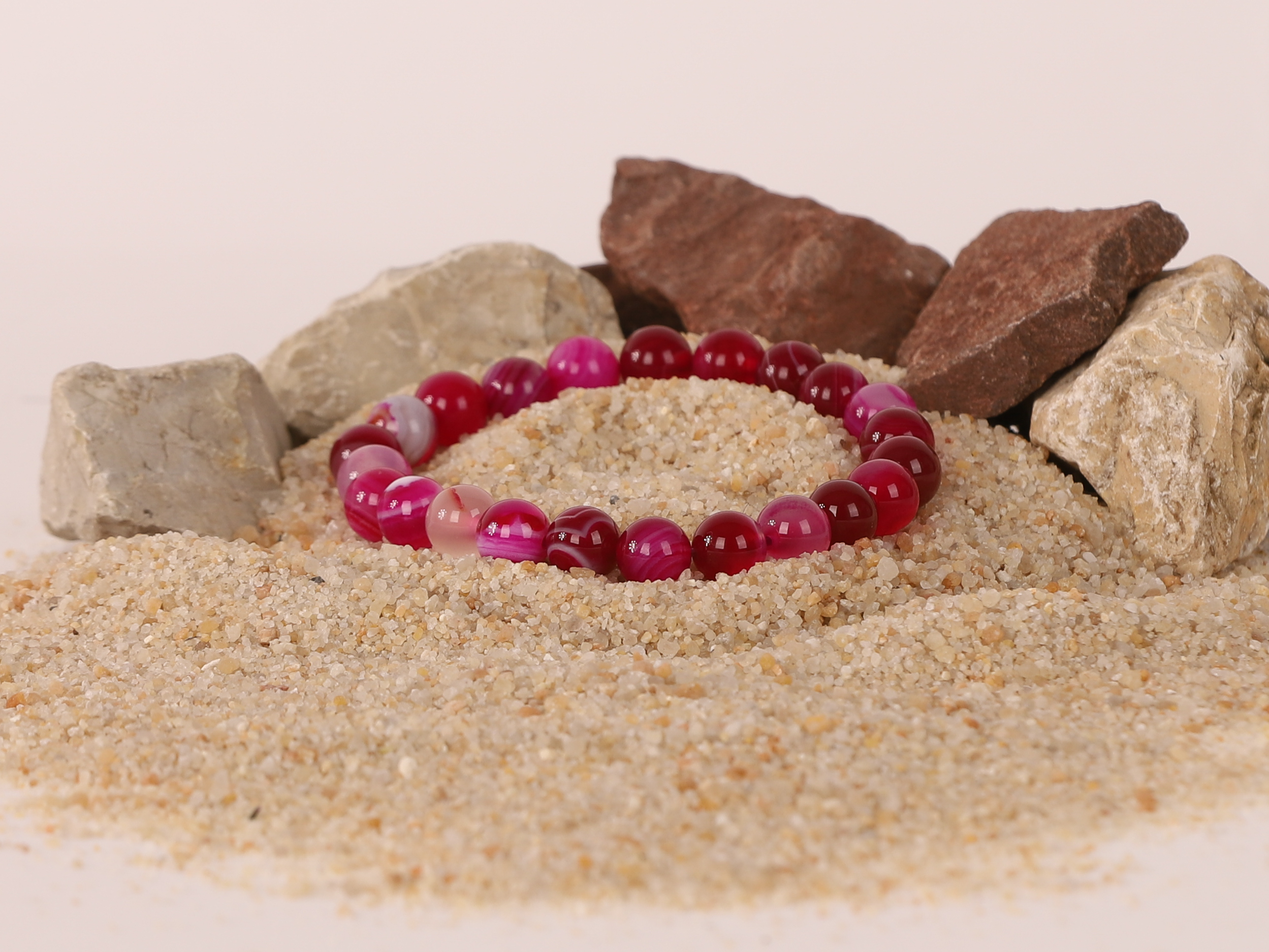 Bracelet Agate Rose 'A' perles 8mm 4