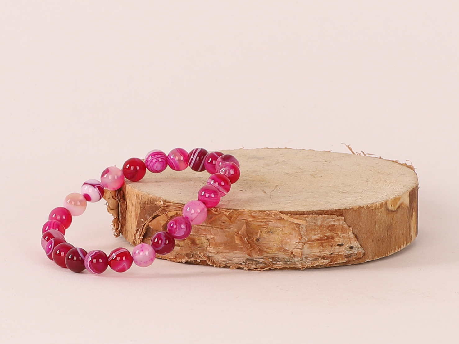 Bracelet Agate Rose 'A' perles 8mm 3