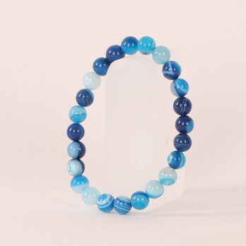 Bracelet Agate Bleue 'A' perles 8mm