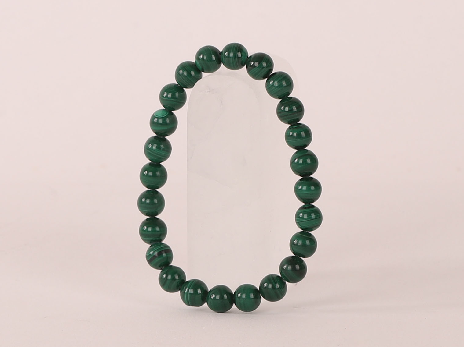 Bracelet Malachite 'Dark' 'AA' perles 8mm