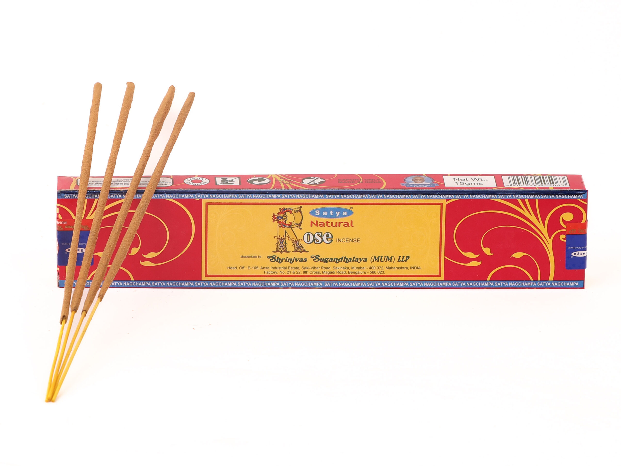 Lot de 5 encens Satya Rose Incense en bâtons 16 Lot de 5 encens Satya Rose Incense en bâtons