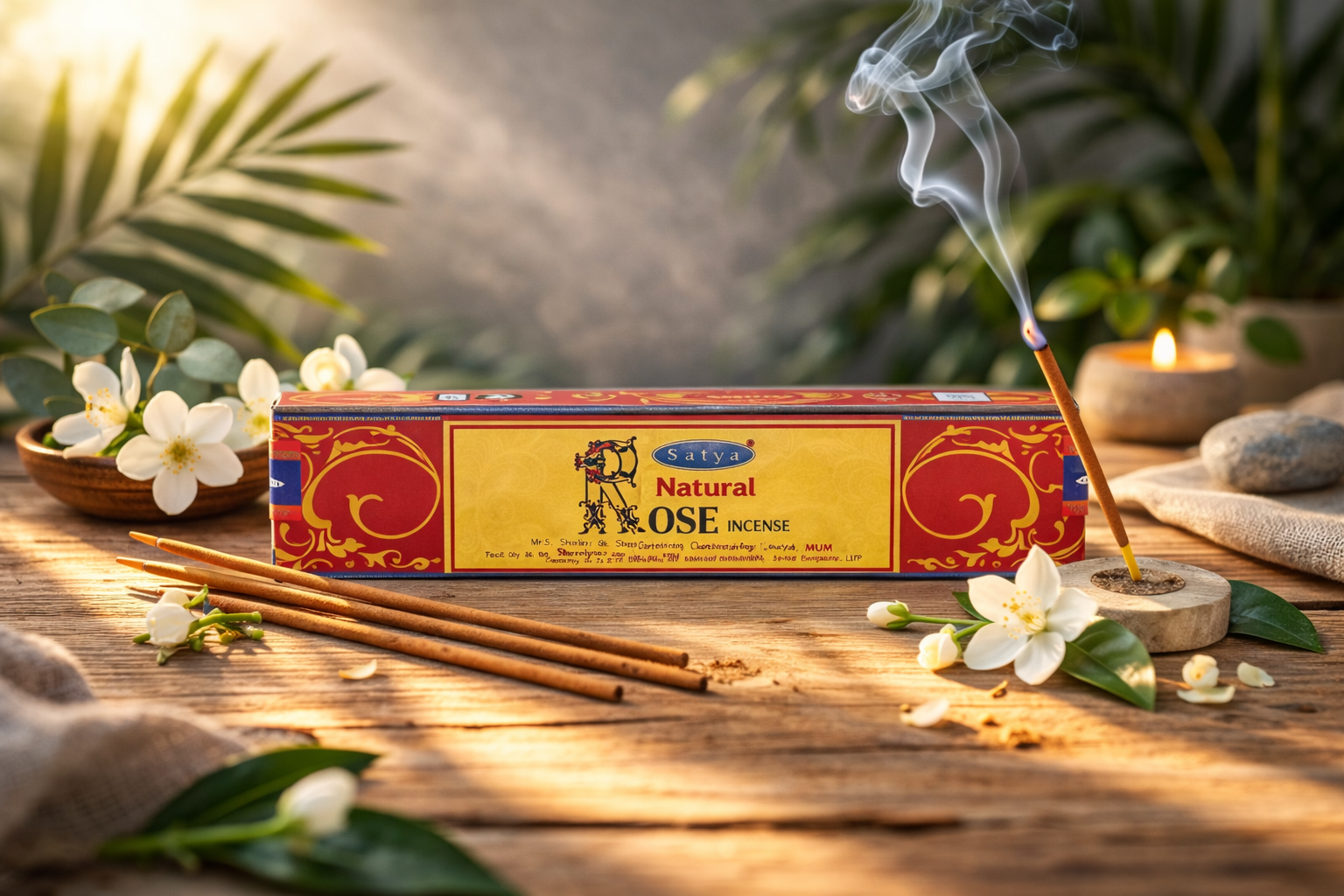Lot de 5 encens Satya Rose Incense en bâtons 2