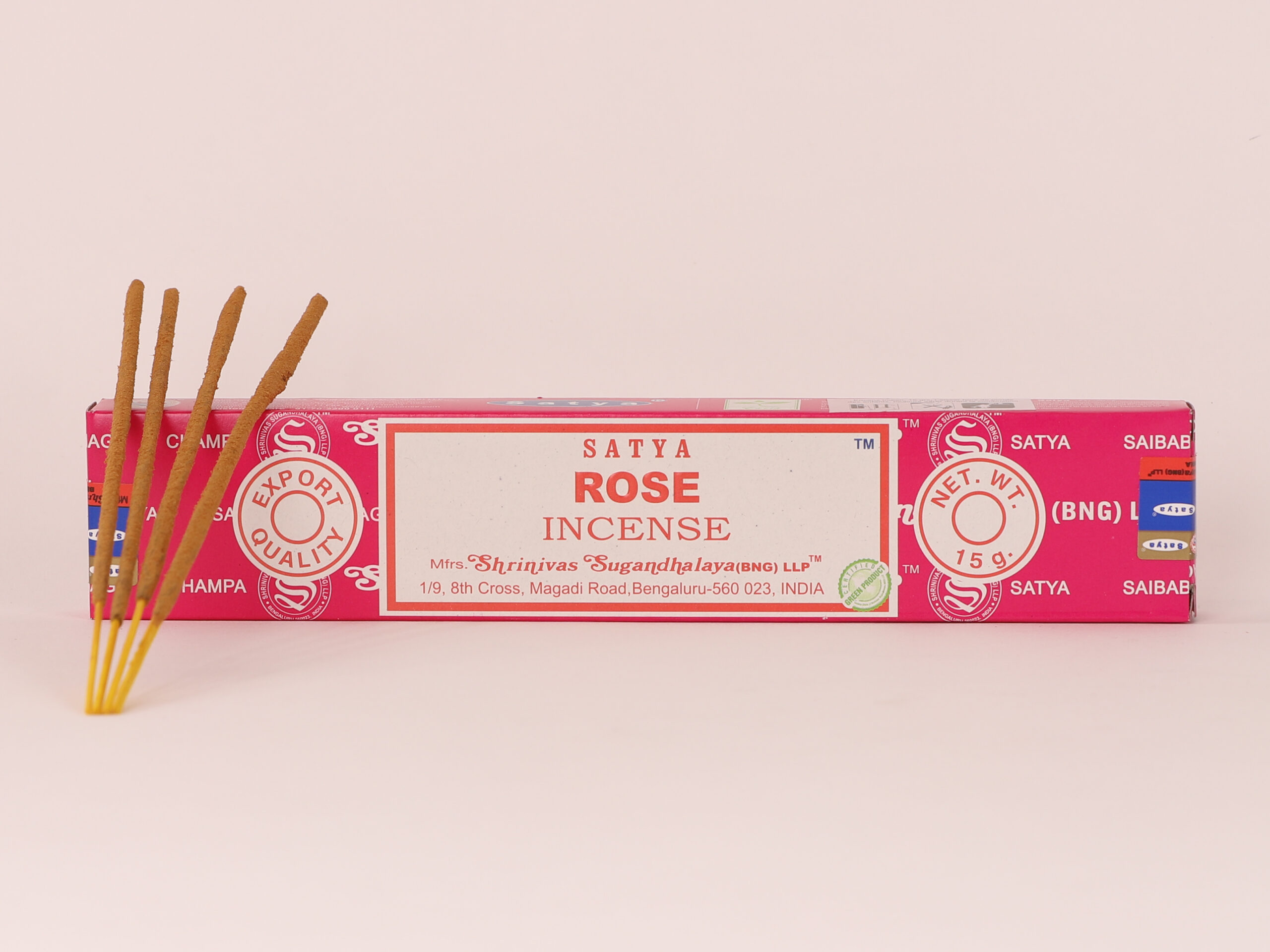 Lot de 5 encens Satya Rose en bâtons 15 Lot de 5 encens Satya Rose en bâtons