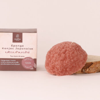 Lot de 3 éponges Konjac japonaise utsukushï camélia