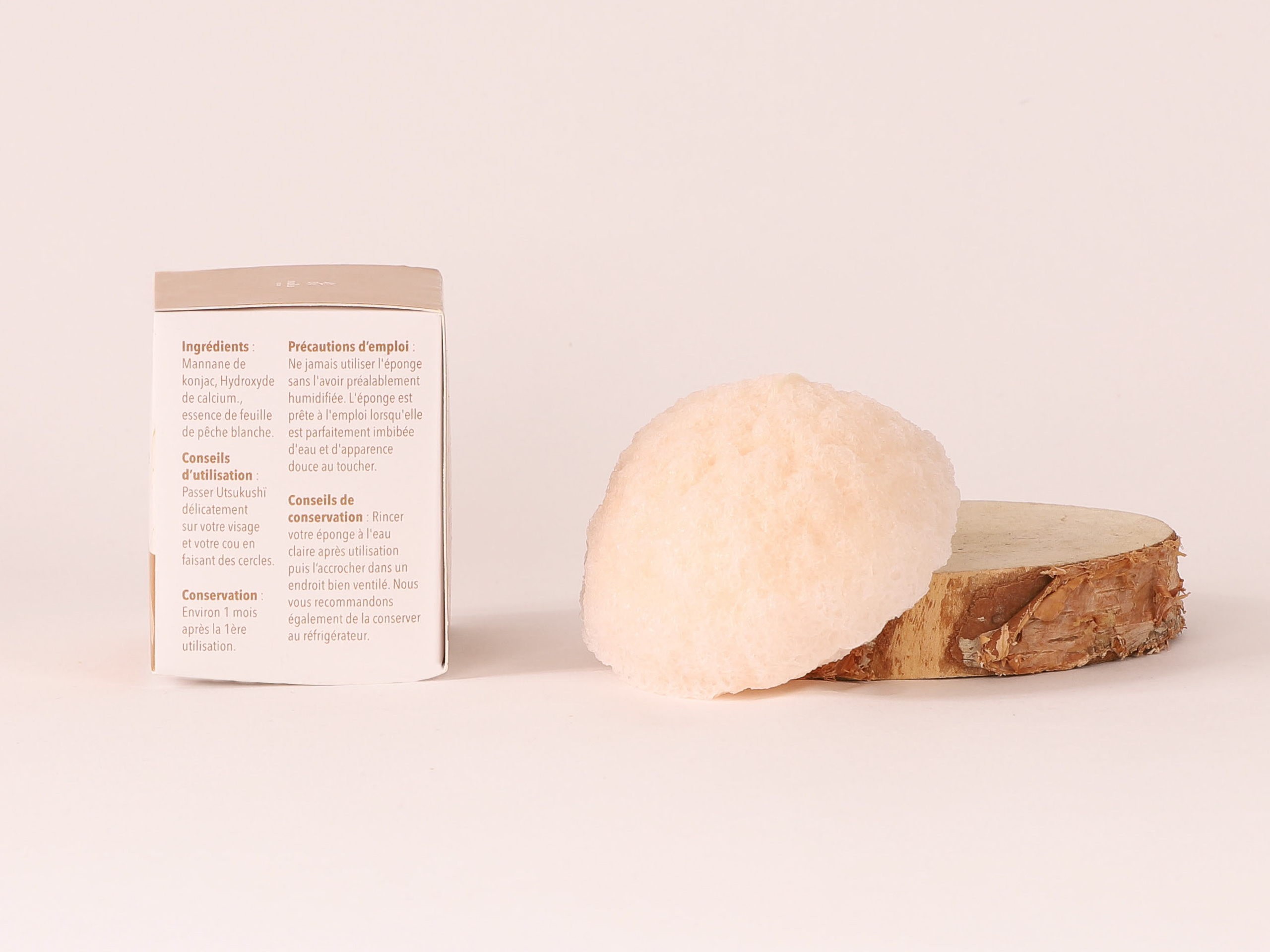 Lot de 3 éponges Konjac japonaise utsukushï pêche blanche 2