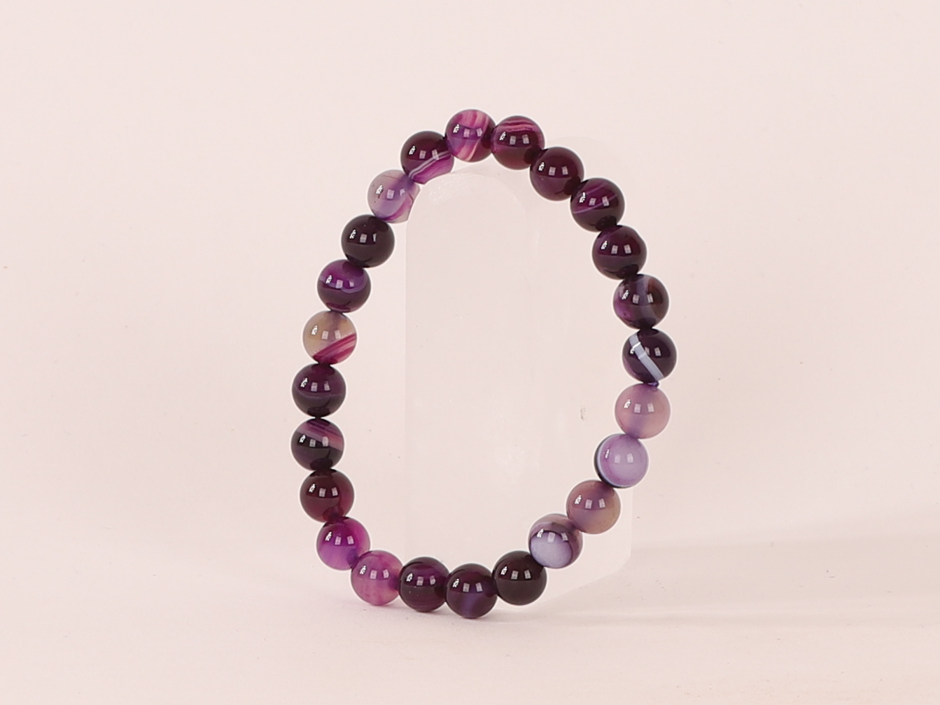 Bracelet Agate Violette 'A' perles 8mm 12 Bracelet Agate Violette 'A' perles 8mm