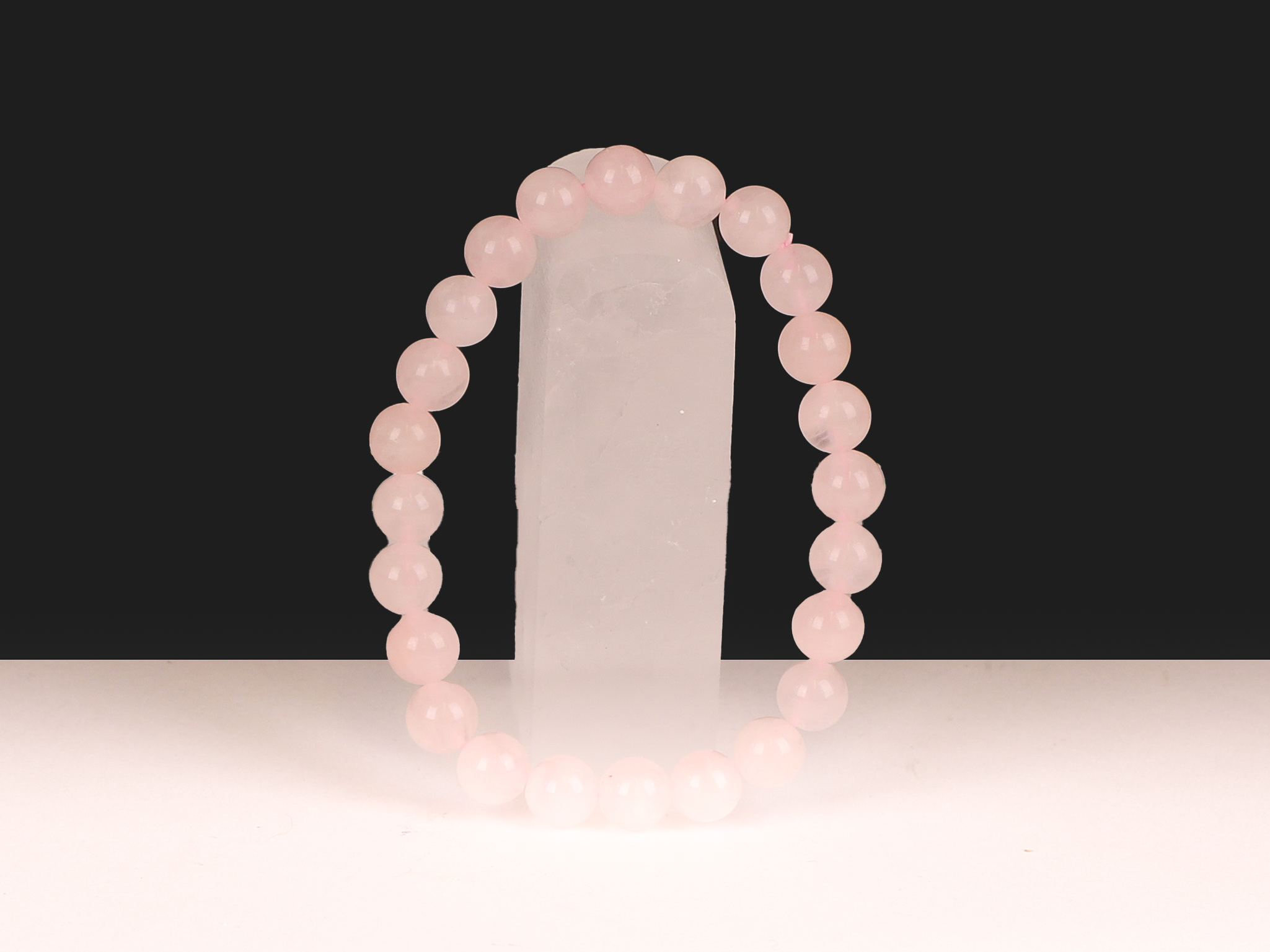 Bracelet Quartz Rose 'A' perles 8mm 5 Bracelet Quartz Rose 'A' perles 8mm