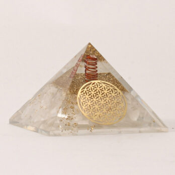 Orgonite pyramide Sélénite fleur de vie
