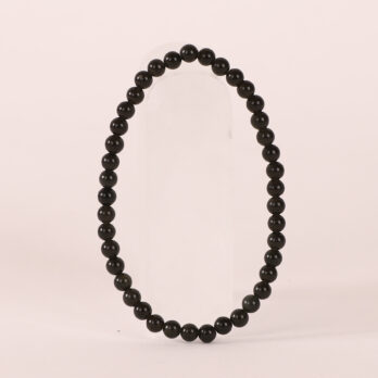 Bracelet Obsidienne Dorée 'A' perles 4mm