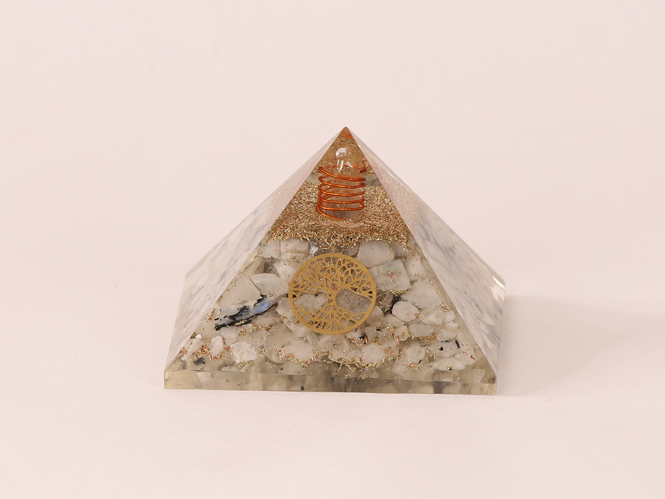 Orgonite pyramide Pierre de Lune arbre de vie