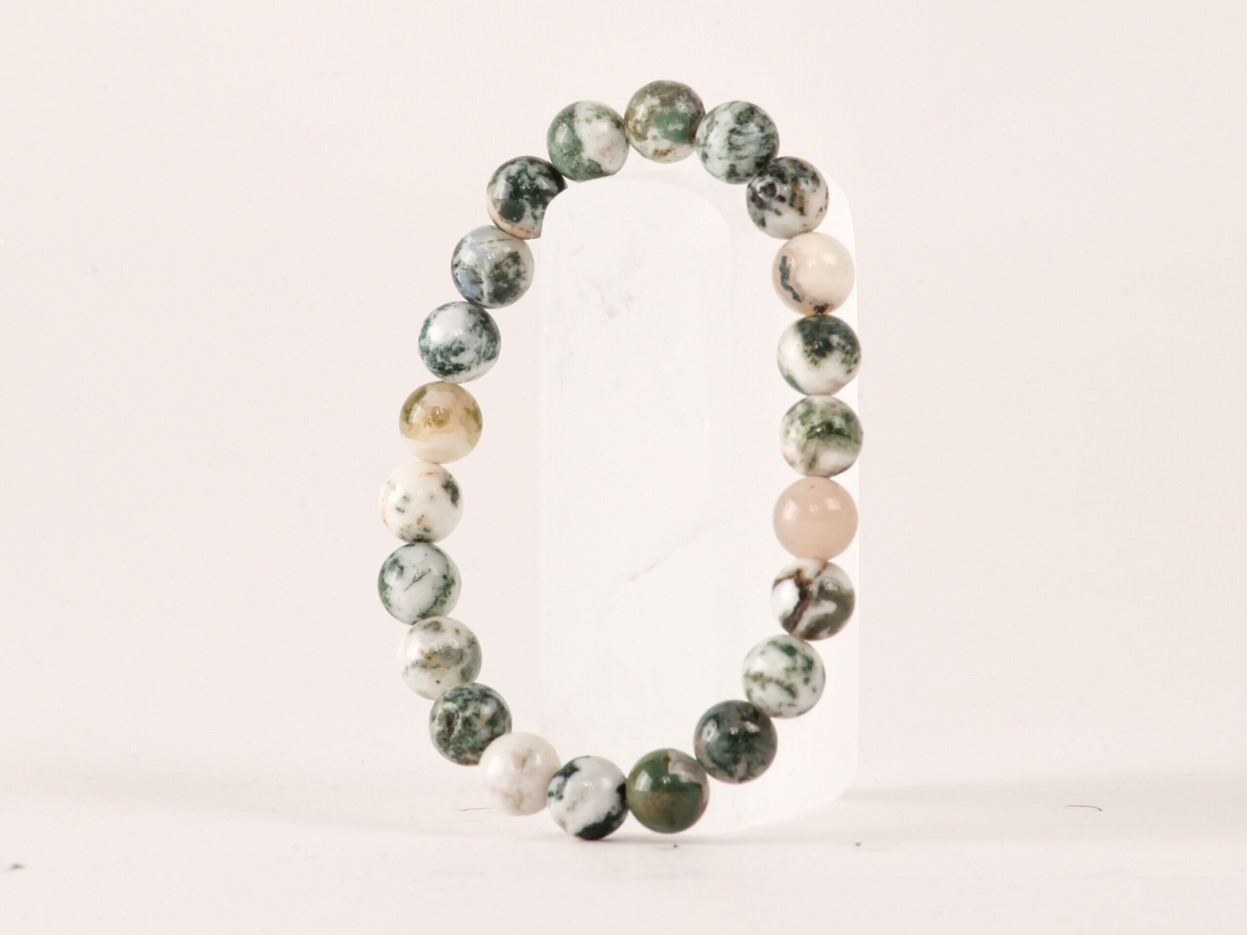 Bracelet Agate Arbre 'A' perles 8mm
