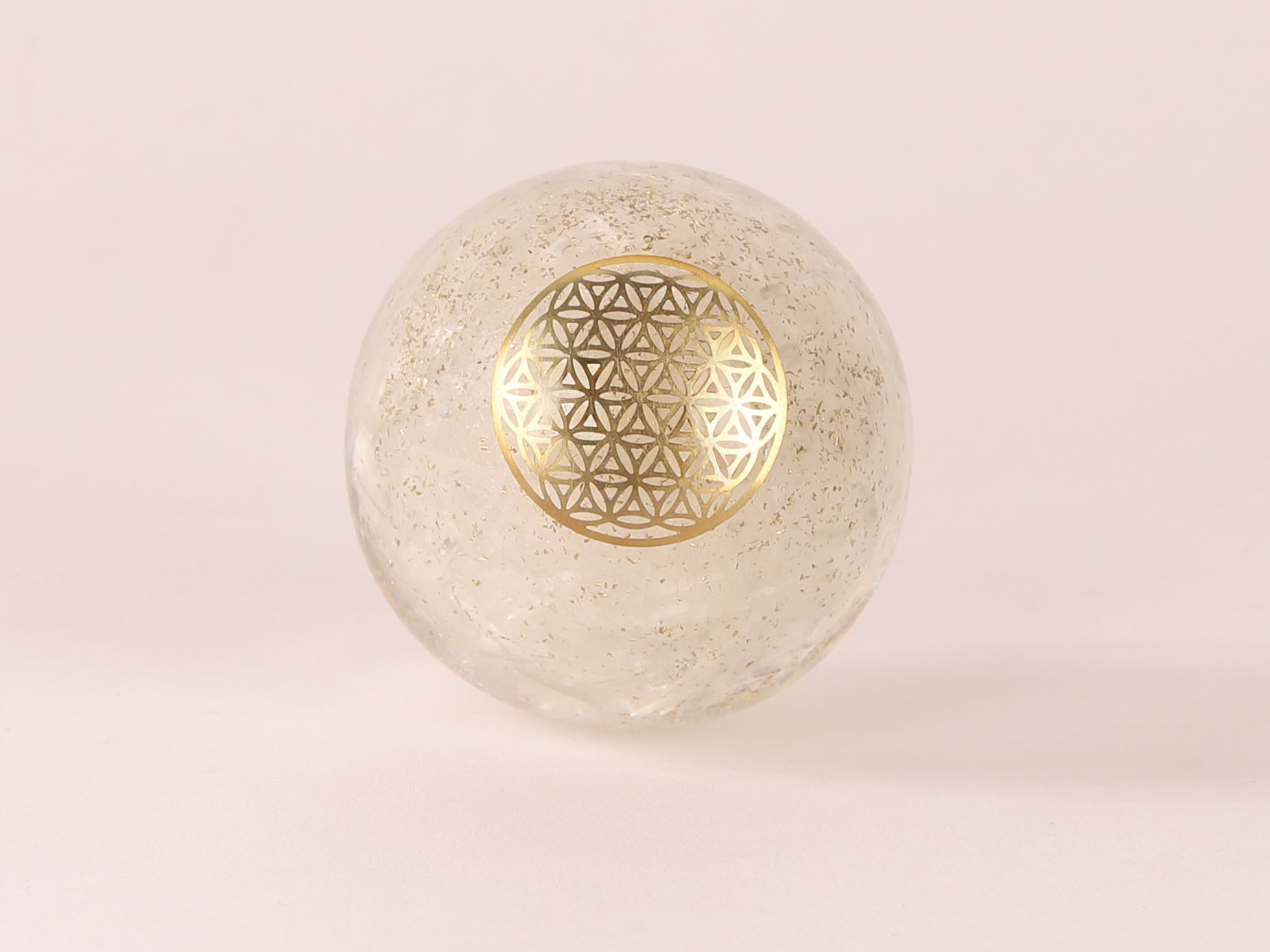 Orgonite sphère Sélénite fleur de vie