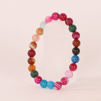 Bracelet Agate Multicolore 'A' perles 8mm