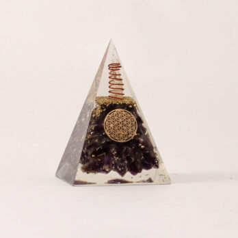 Orgonite pyramide Tourmaline fleur de vie