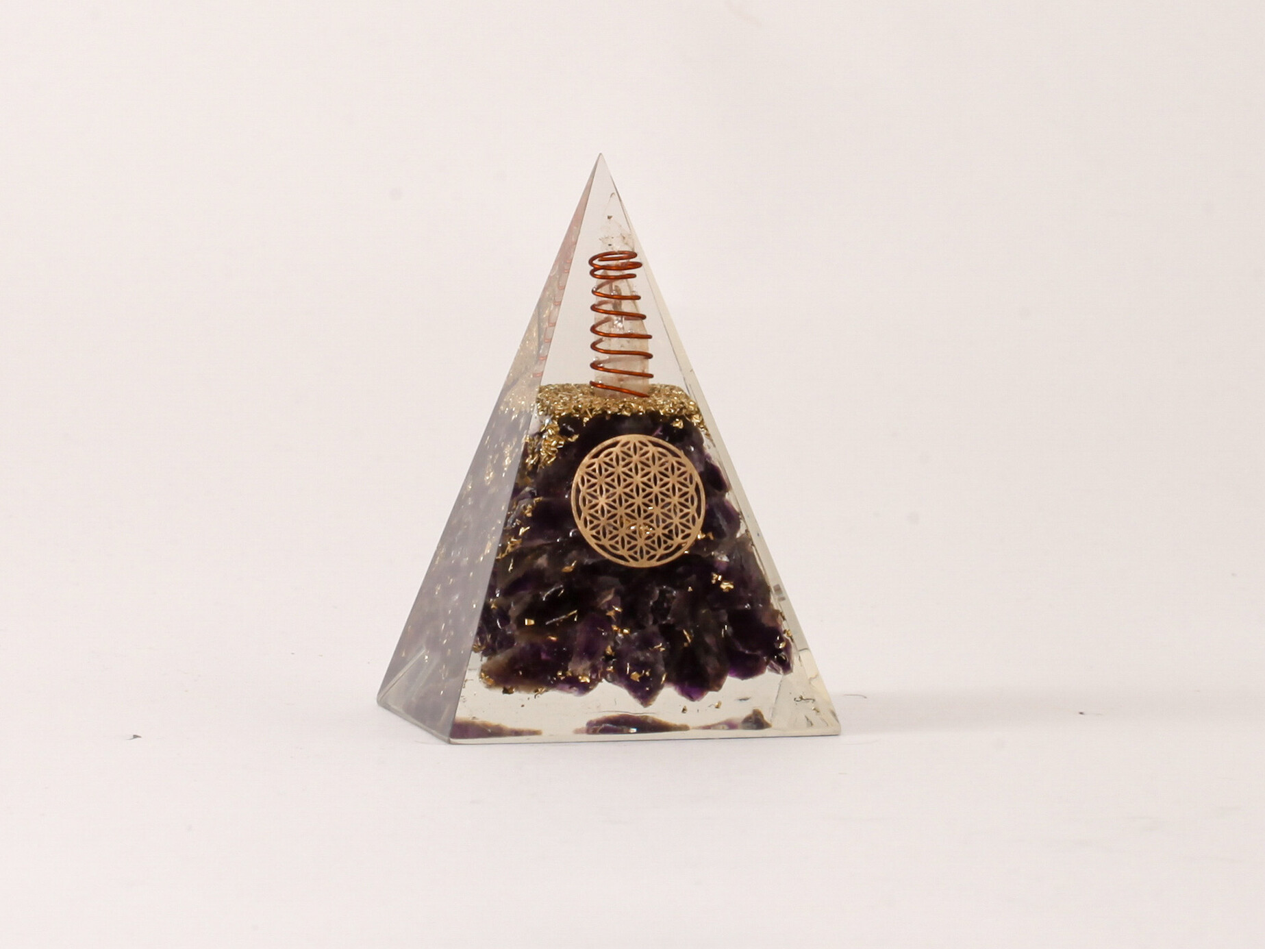 Orgonite pyramide Tourmaline fleur de vie