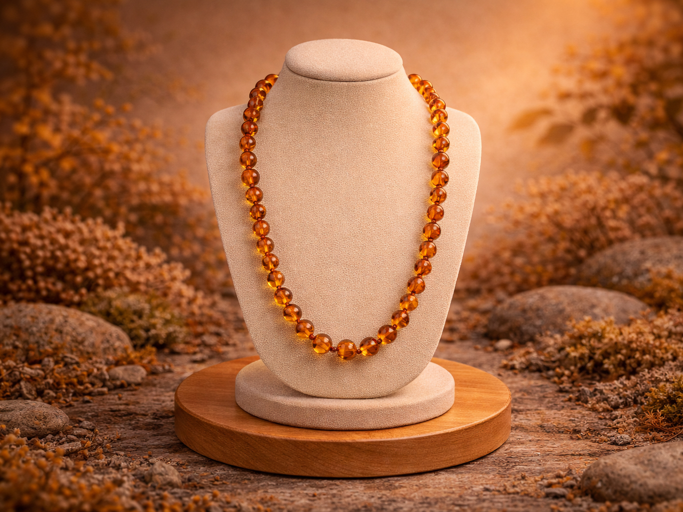 Collier Ambre sombre bébé catégorie ‘A’ perles 4mm 2