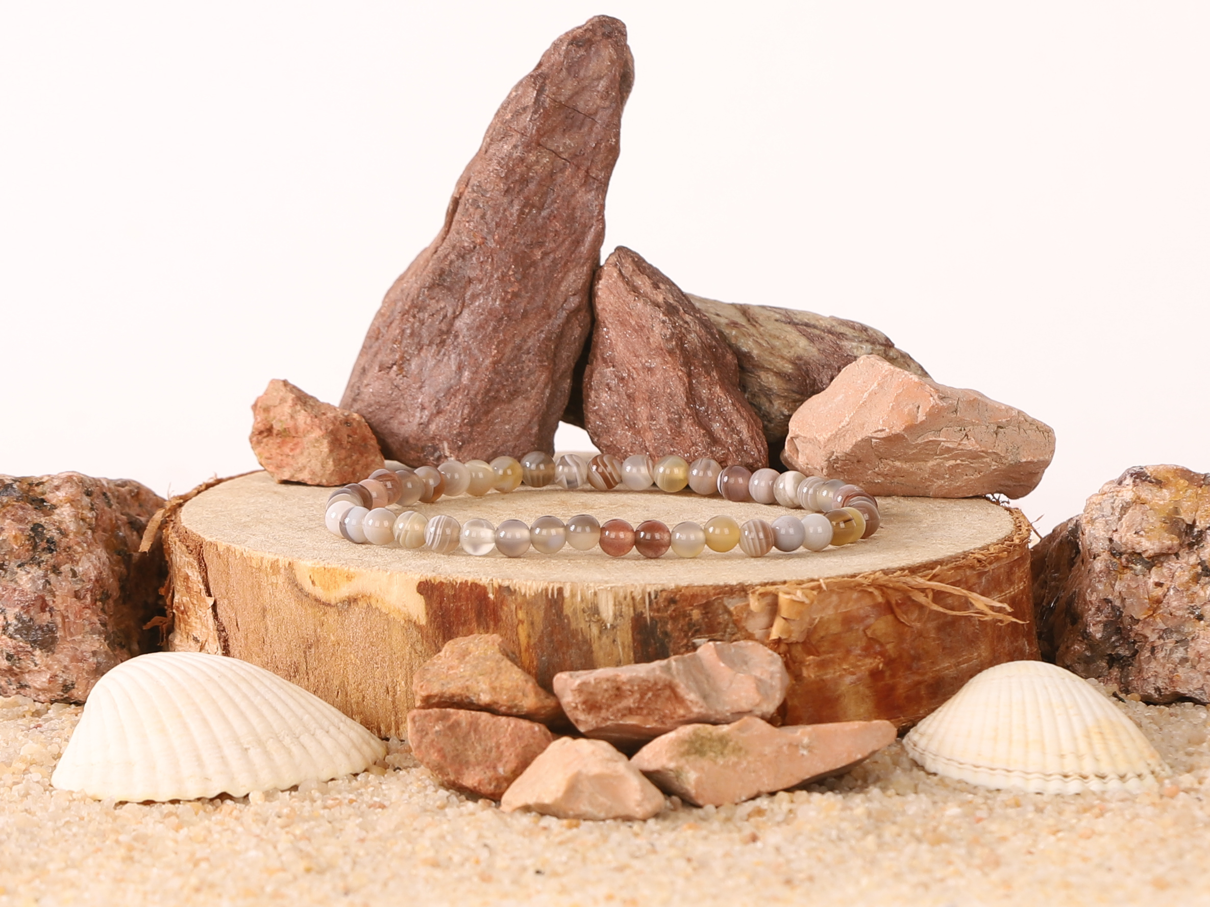 Bracelet Agate Botswana 'A' perles 4mm 4