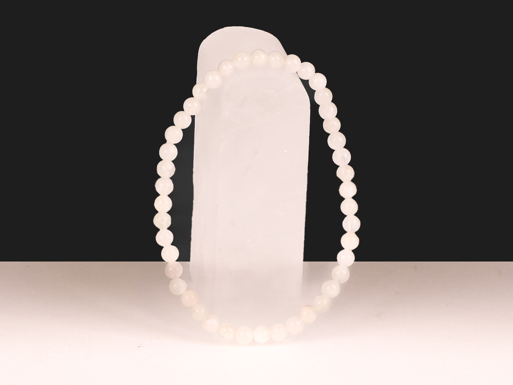 Bracelet Pierre de Lune Blanche 'AA' perles 4mm