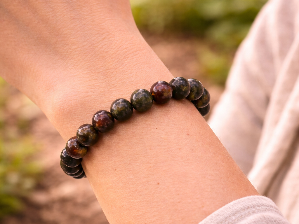 Bracelet Jaspe Sang de Dragon ‘A’ perles 10mm 3