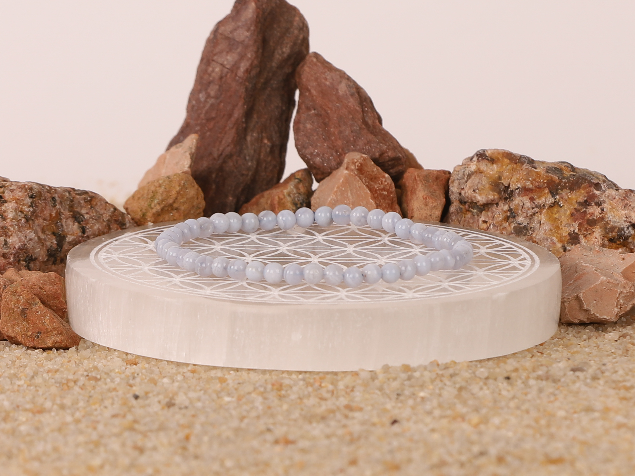 Bracelet Aigue Marine 'AA+' perles 4mm 3