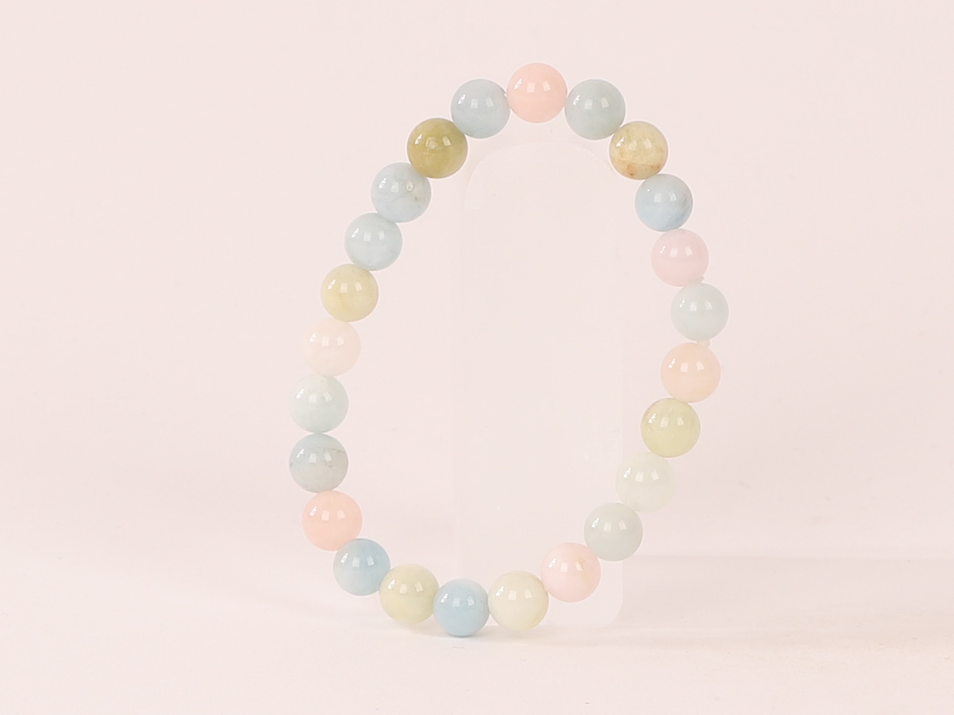 Bracelet Morganite ‘A’ perles 8mm 14 Bracelet Morganite ‘A’ perles 8mm