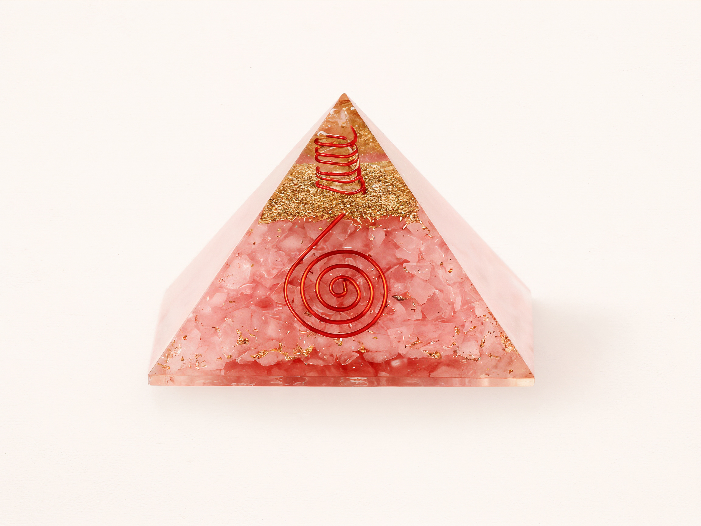 Orgonite pyramide Quartz Rose spirale