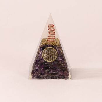 Orgonite pyramide Améthyste fleur de vie