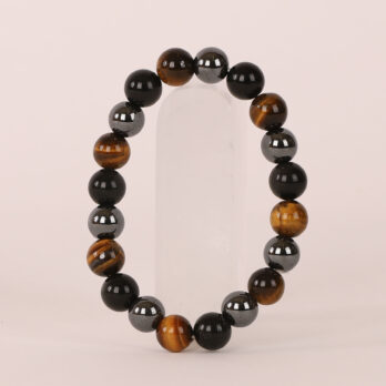 Bracelet Triple Protection Hématite 'A' perles 10mm