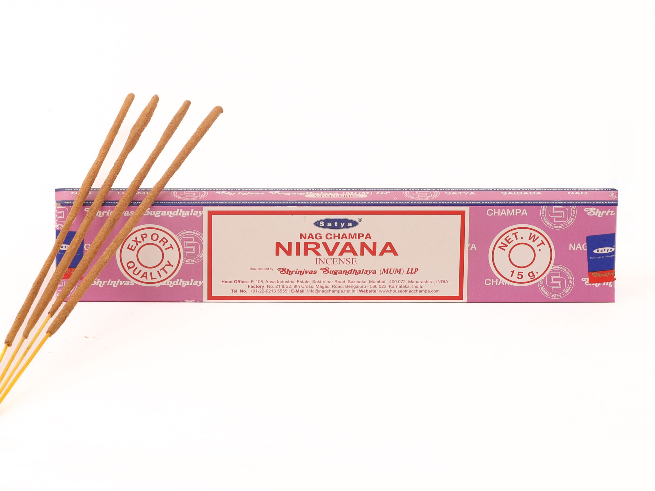 Lot de 5 encens Satya Nirvana en bâtons