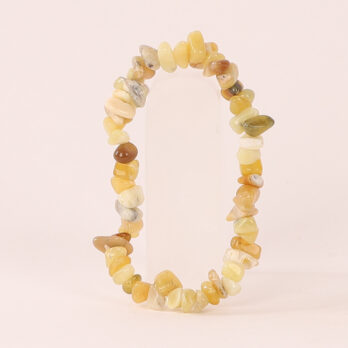 Bracelet Opale jaune chips ‘A’ perles 8mm
