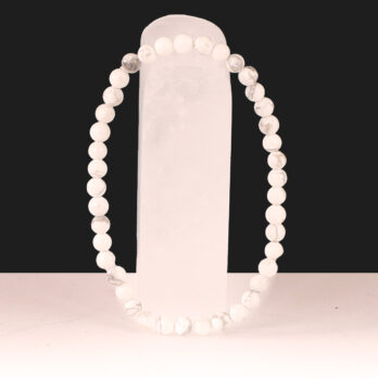 Bracelet Howlite Blanche 'A' perles 4mm