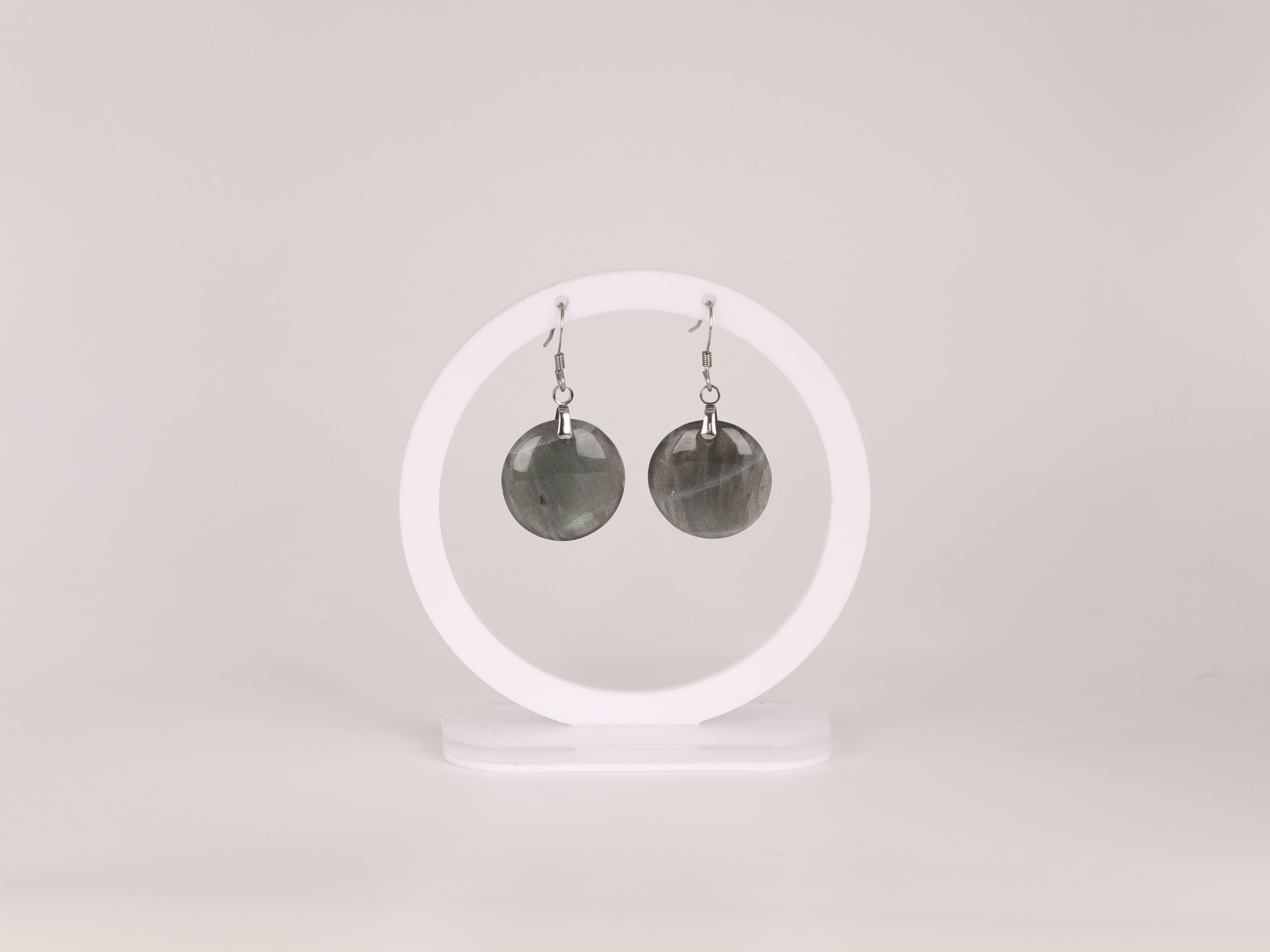 Boucles d'oreilles cercle Labradorite verte attache crochet