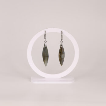 Boucles d'oreilles marquise Labradorite bleue attache ronde