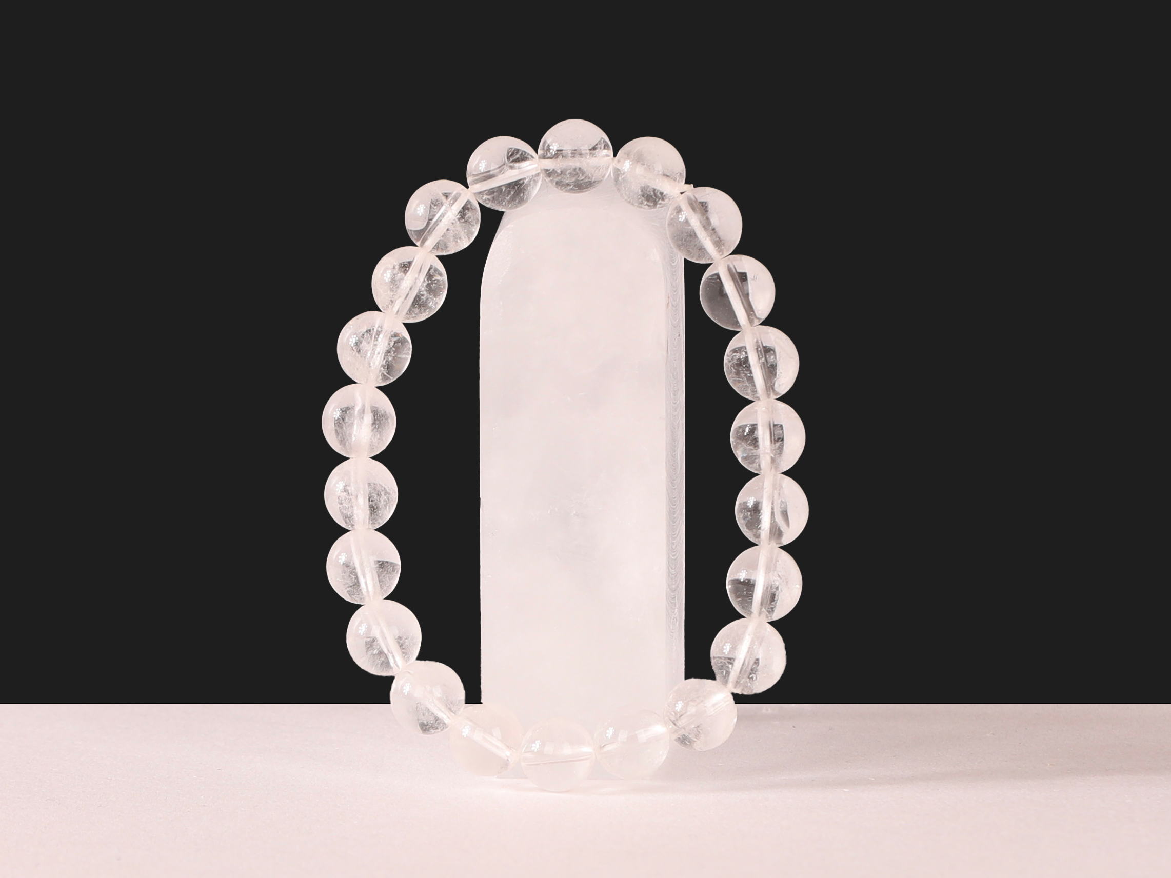 Bracelet Cristal de Roche 'A' perles 8mm 3 Bracelet Cristal de Roche 'A' perles 8mm