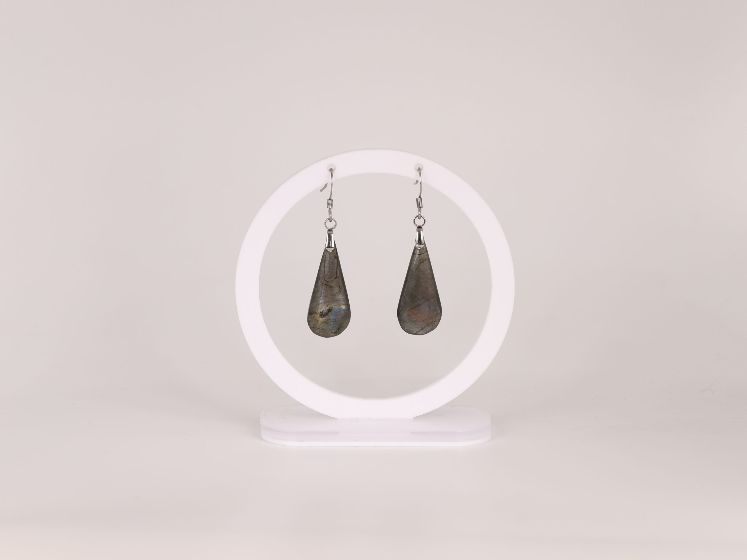 Boucles d'oreilles goutte Labradorite arc-en-ciel attache crochet