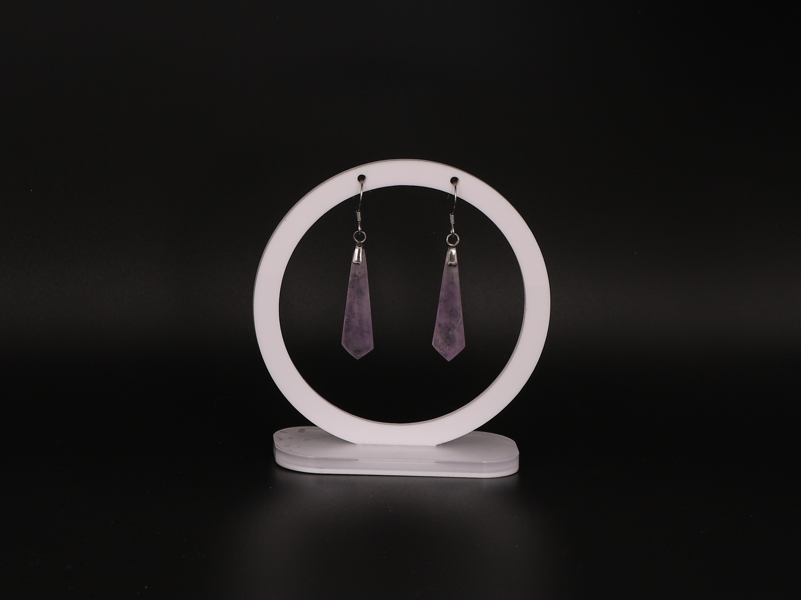 Boucles d'oreilles cravate en Améthyste attache crochet