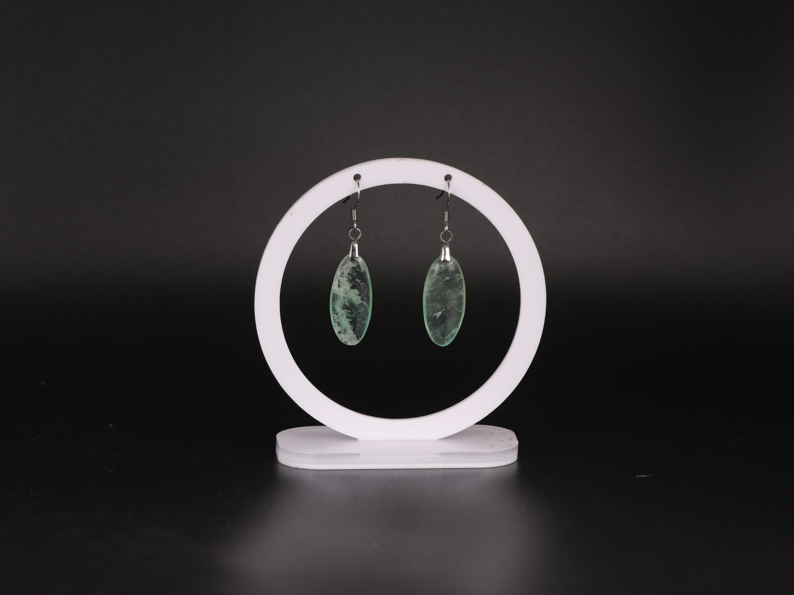 Boucles d'oreilles ovale Pierre de Lune attache crochet