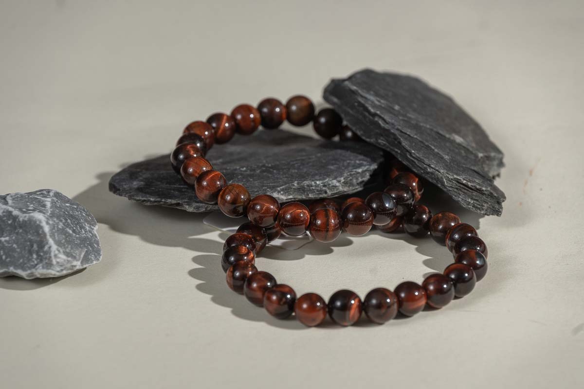 Bracelet Œil de Taureau 'A' perles 8mm 2