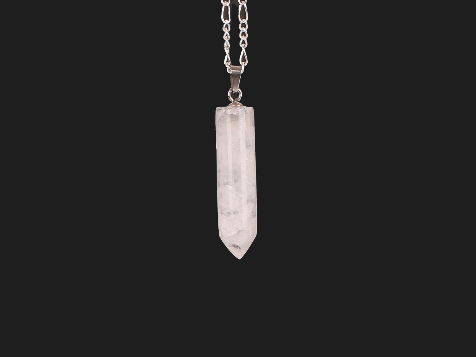 Pendentif pointe Cristal de Roche blanc