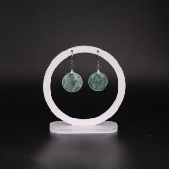 Boucles d'oreilles cercle Pierre de Lune Verte attache crochet
