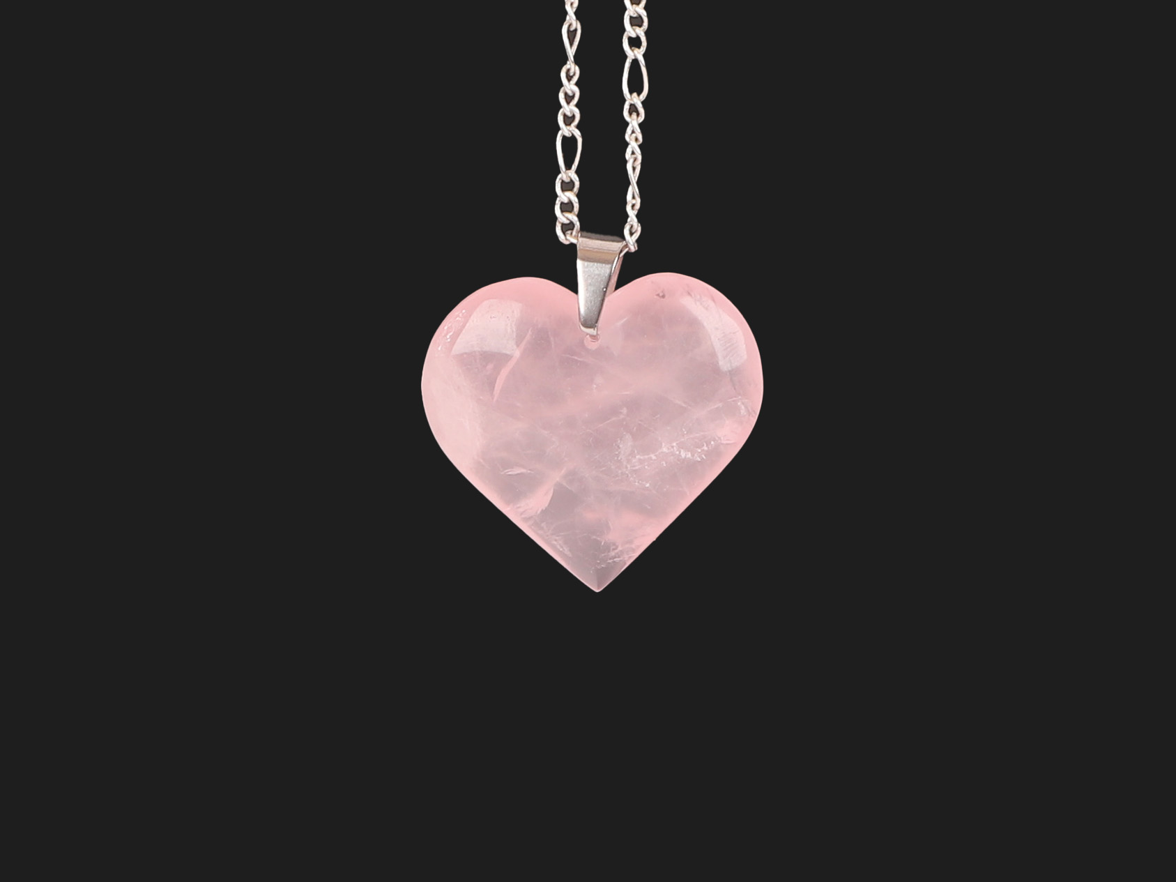 Pendentif coeur Quartz Rose