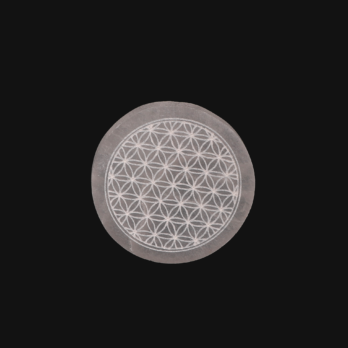 Plaque de rechargement ronde en sélénite Fleur de vie 8cm