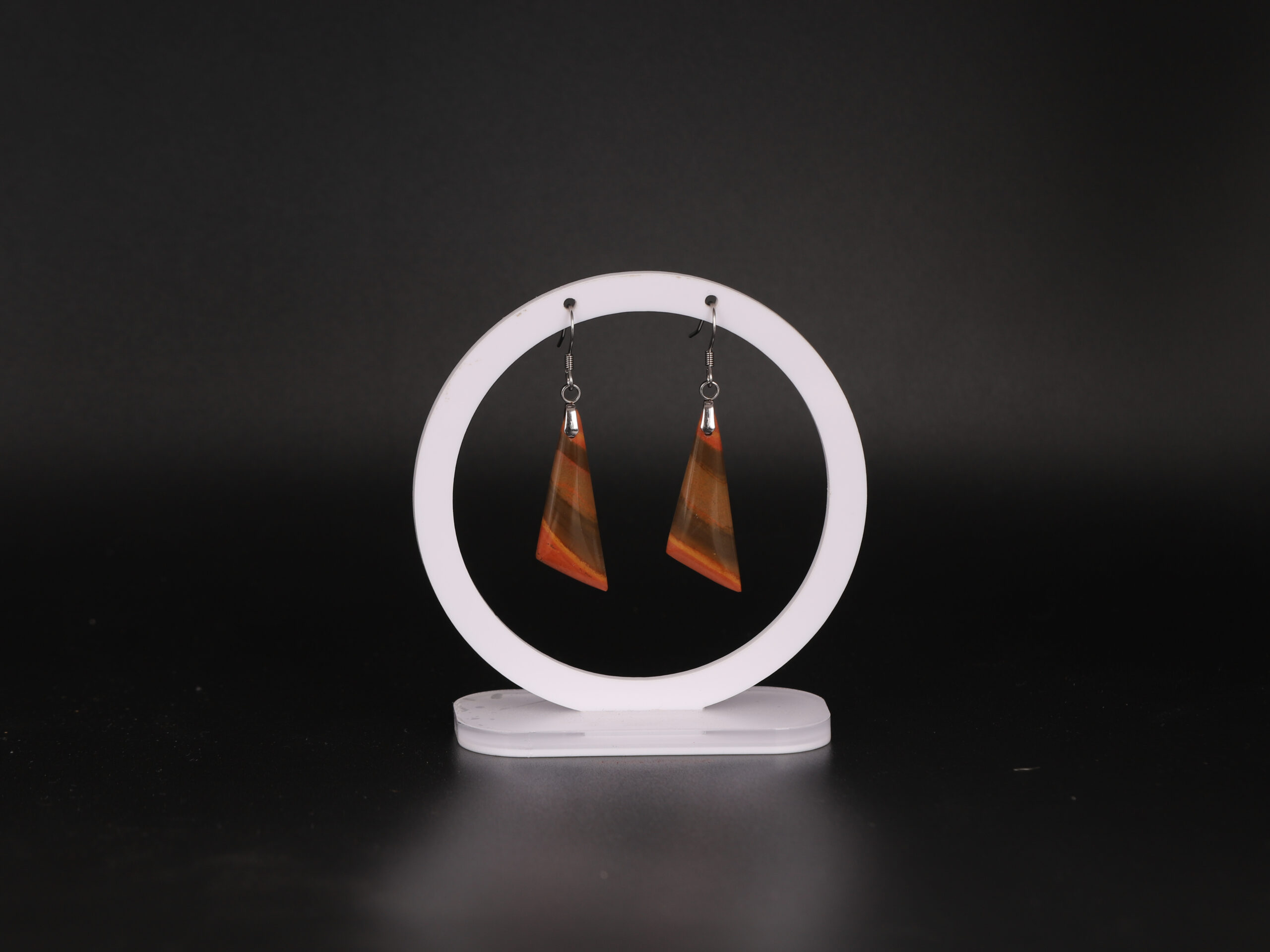 Boucles d'oreilles triangle Jaspe Polychrome attache crochet