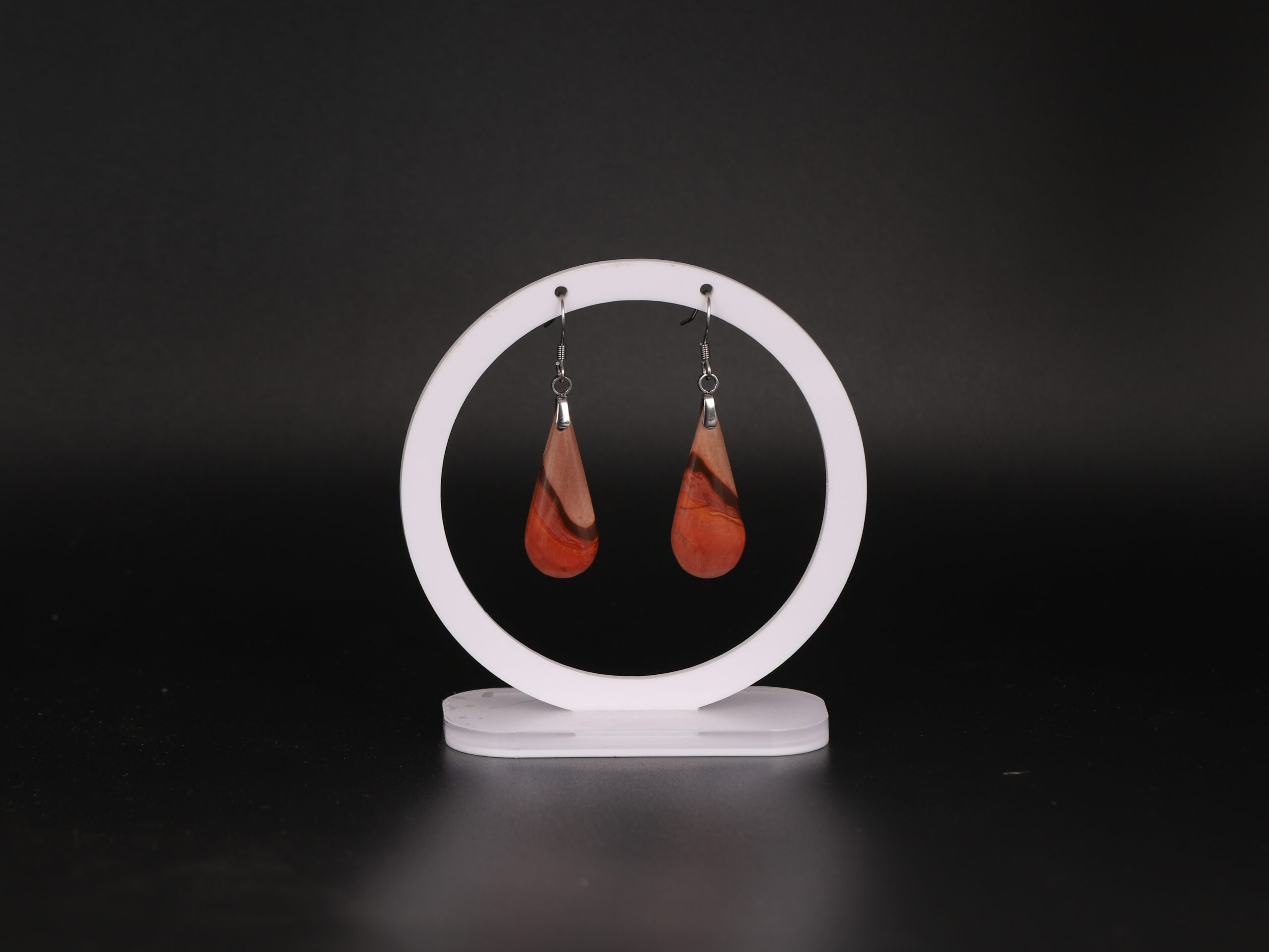 Boucles d'oreilles goutte Jaspe Polychrome attache crochet