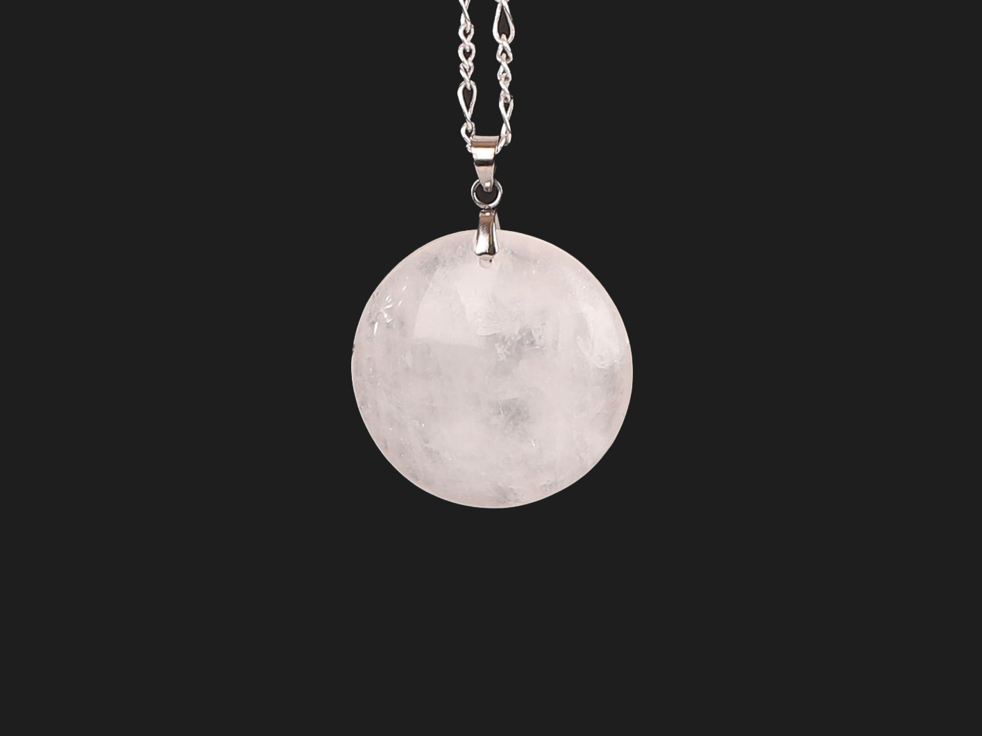Pendentif cercle Cristal de Roche blanc