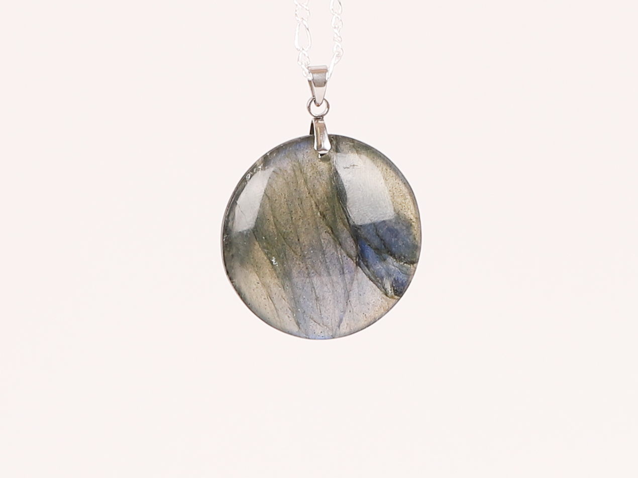 Pendentif cercle Labradorite bleue