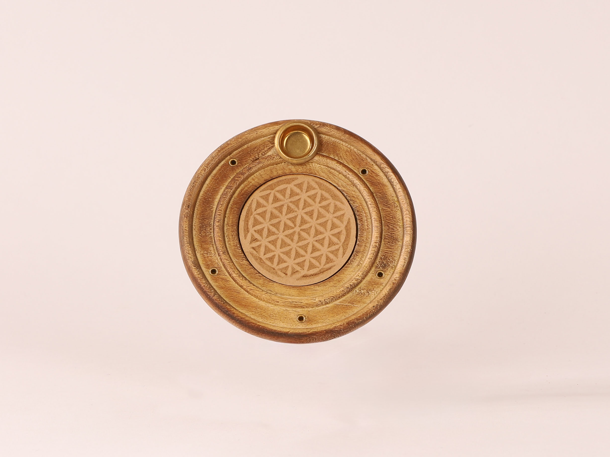 Porte-encens bois rond Fleur de vie