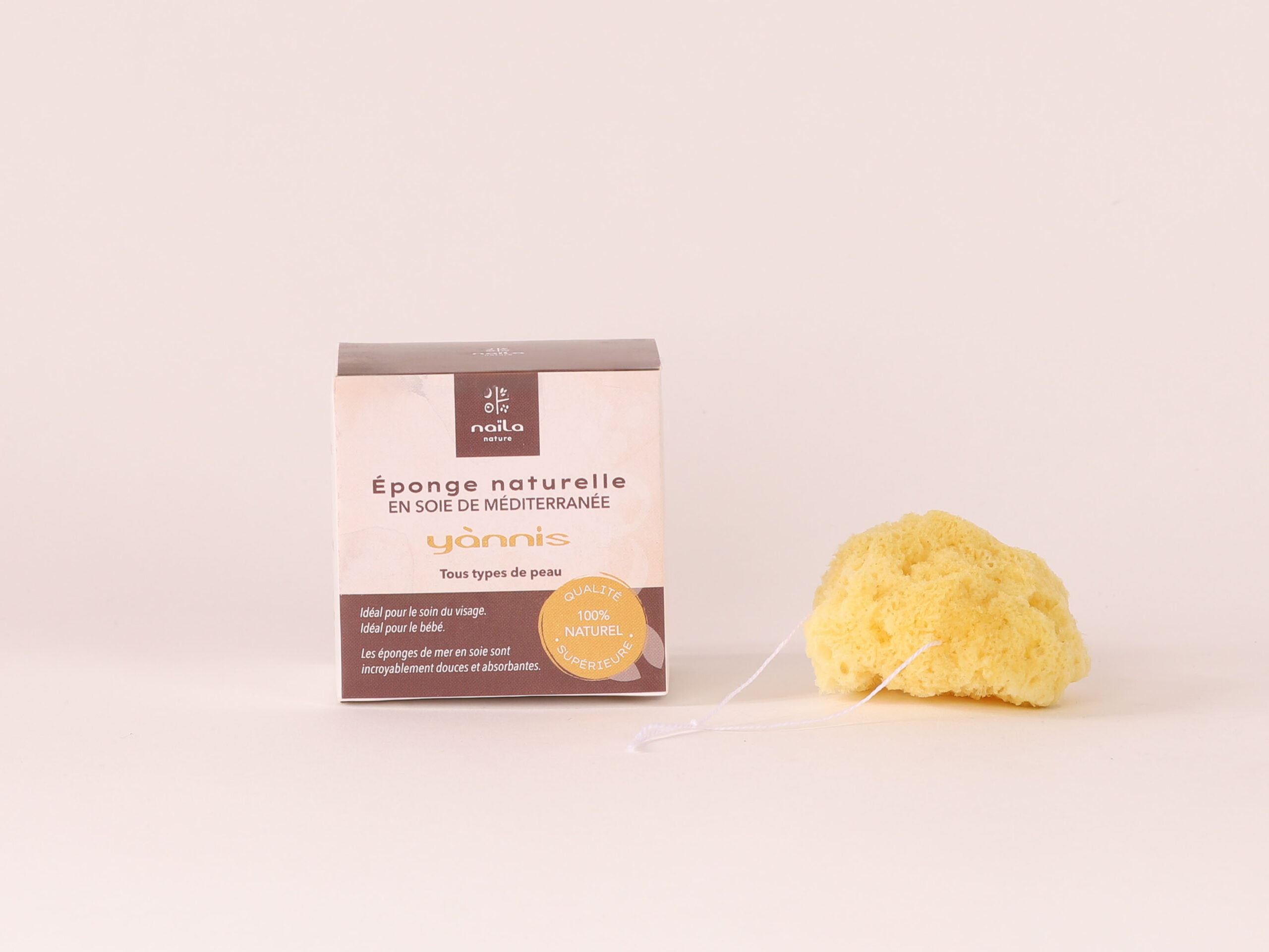 Lot de 3 éponges naturelles en soie Yànnis format visage