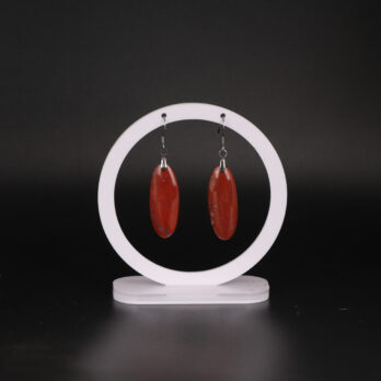 Boucles d'oreilles ovale Jaspe Rouge attache crochet